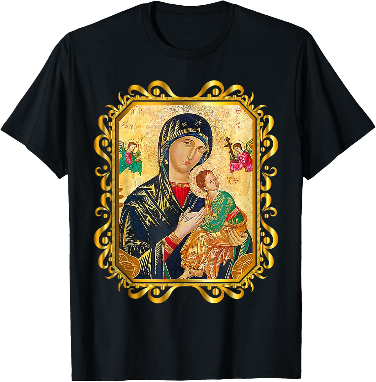 Our Lady of Perpetual Help Blessed Mother Mary Catholic Icon Shirt 170