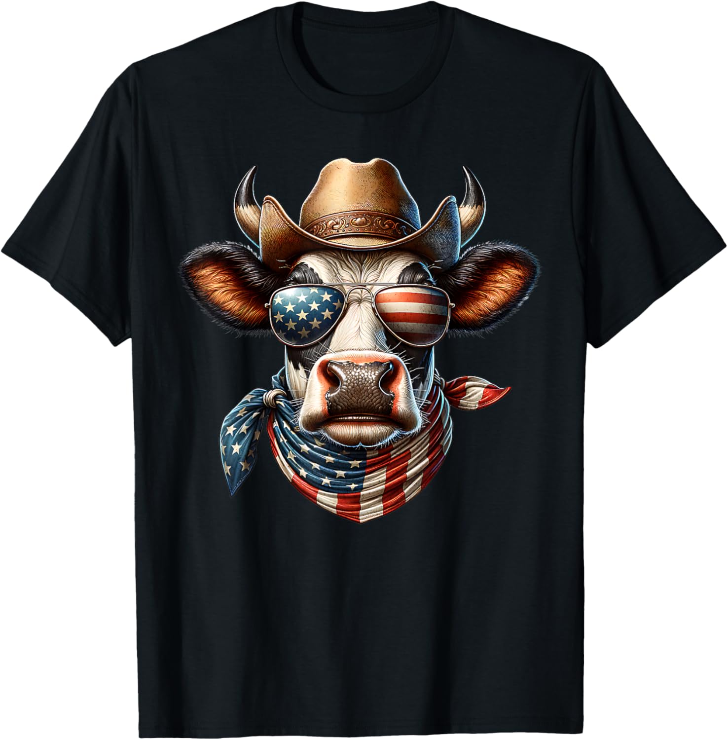 Patriotic Cow American Flag Sunglasses Cowboy 4Th Of July