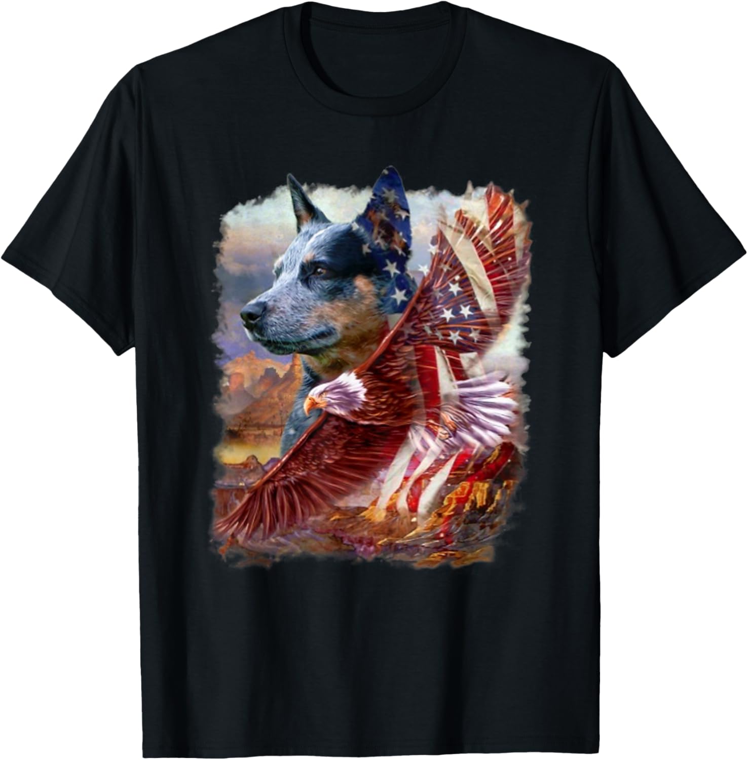 Heeler Dog Eagle American Flag 4Th July Independence Day