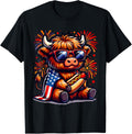 4Th Of July Cute Highland Cow Hotdog Usa Flag Patriotic