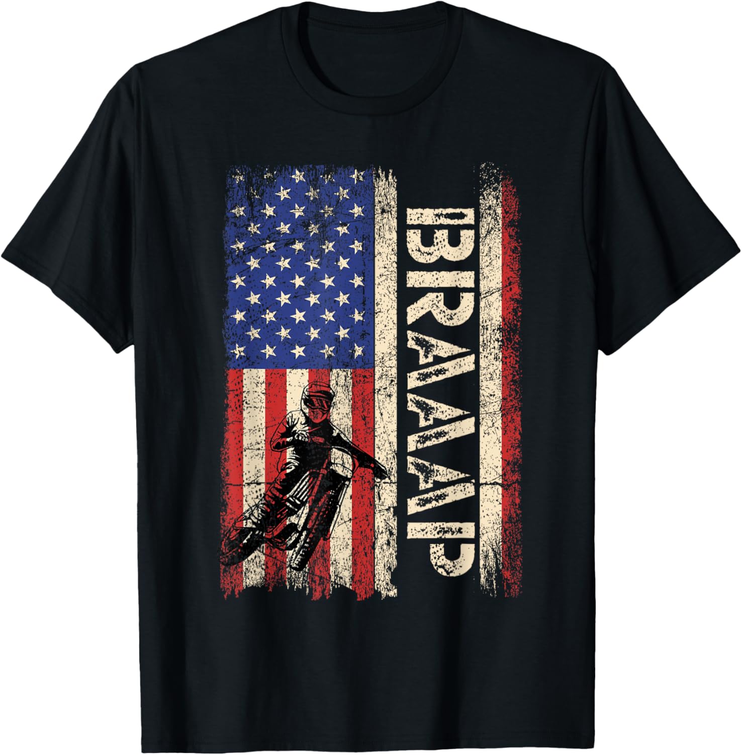 Braaap Dirt Bike Usa American Flag Shirt Motocross Biker Men