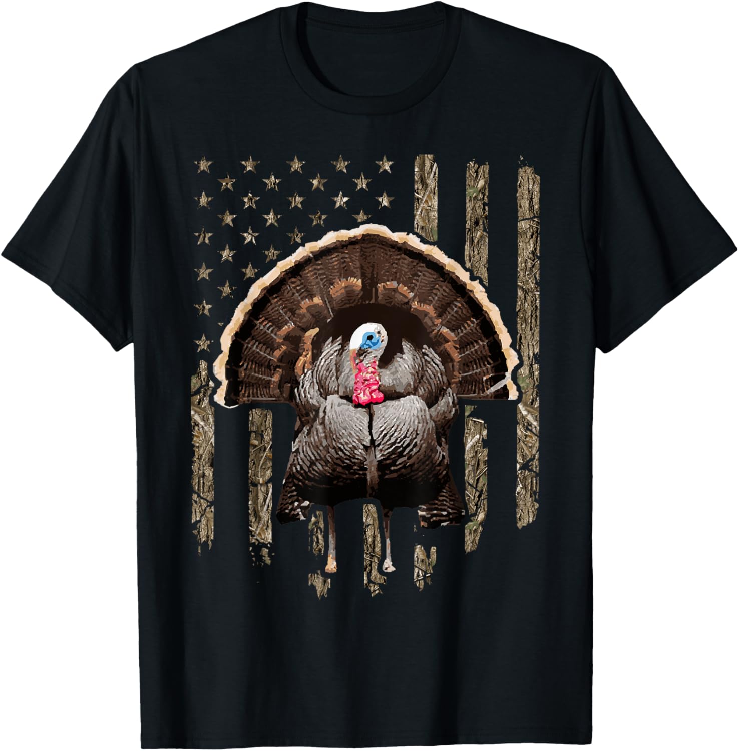 Turkey Hunting Graphic American Flag Tree Camouflage