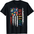 American Flag Autism With Puzzle