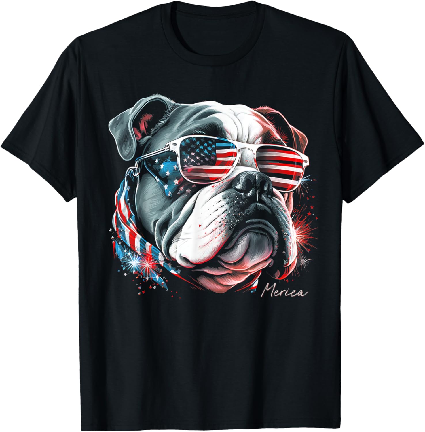 English Bulldog Dog 4Th Of July American Flag Usa Funny