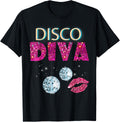 Disco Diva Ladies Gold Ball Silver Red Lips Shirt 200