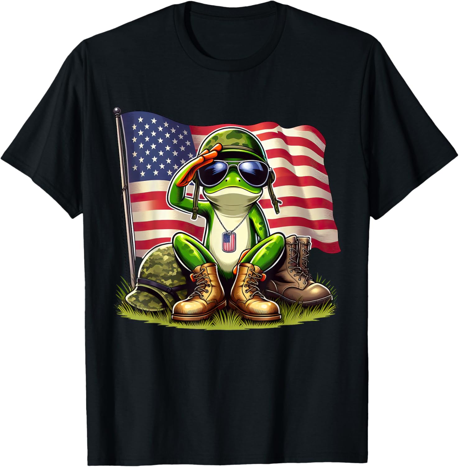 Salute Frog American Usa Flag Memorial Day 4Th Of July