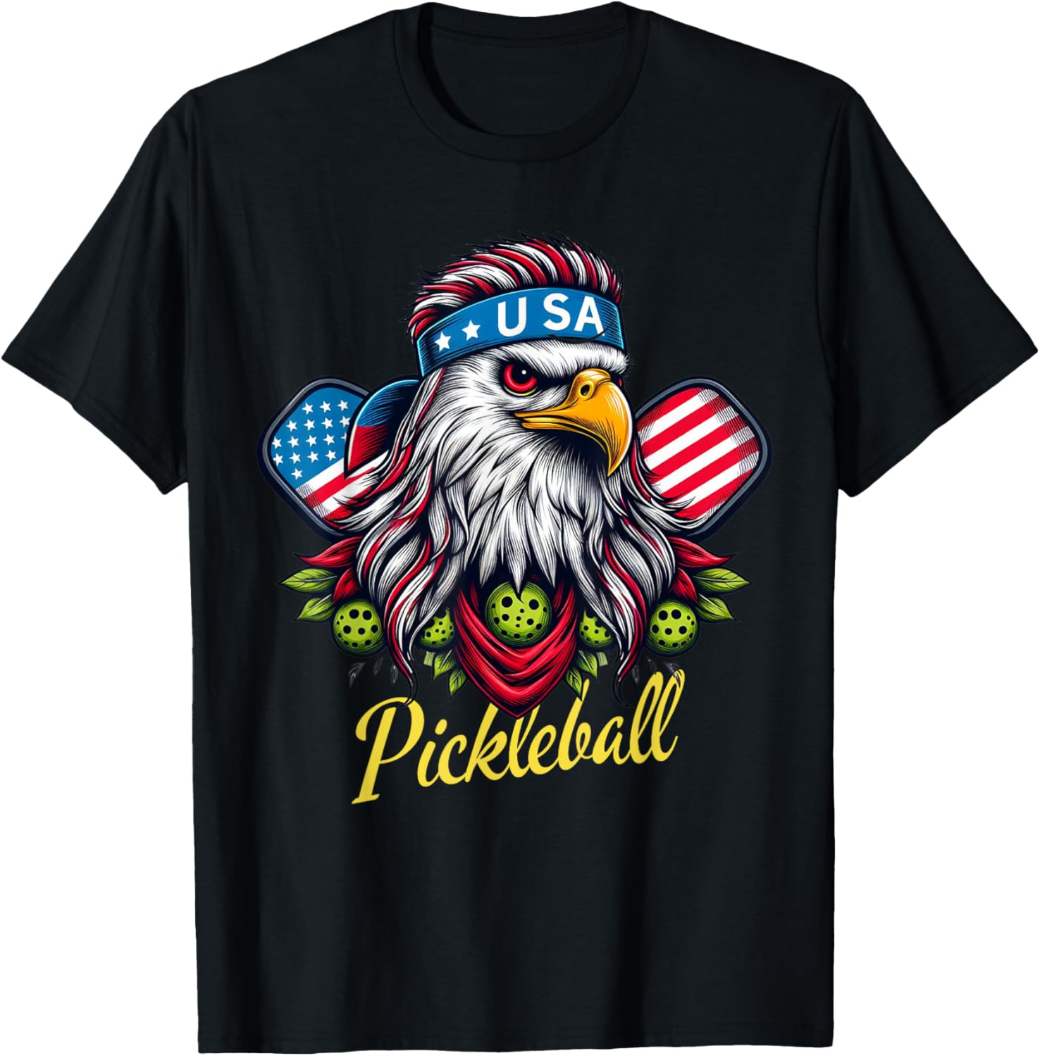 Eagle Mullet Pickleball Lovers 4Th Of July Usa American Flag