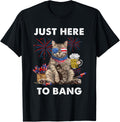 Just Here To Bang Usa Flag Funny Beer 4Th Of July Cat Lover