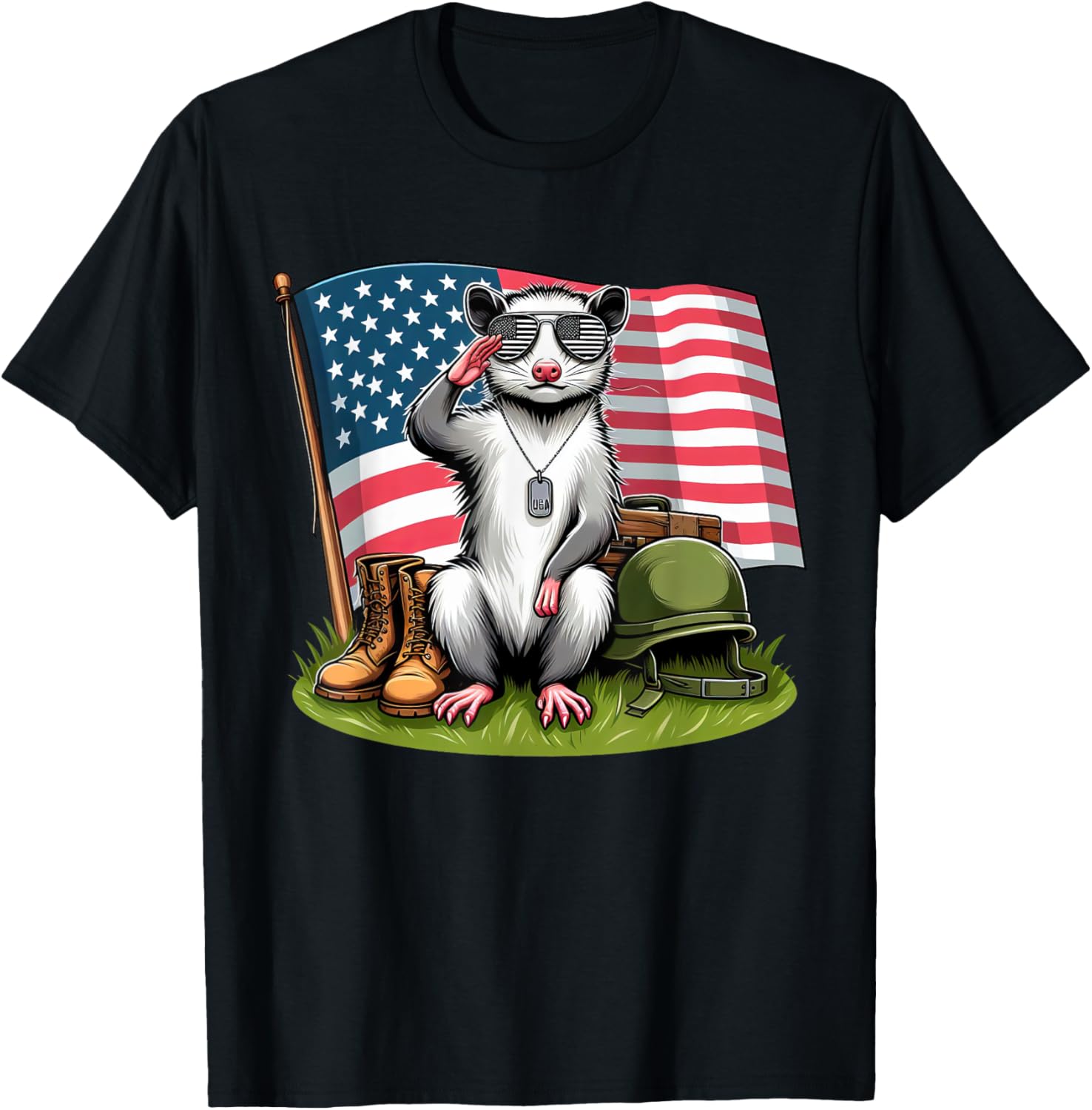 Salute Possum American Usa Flag Memorial Day 4Th Of July