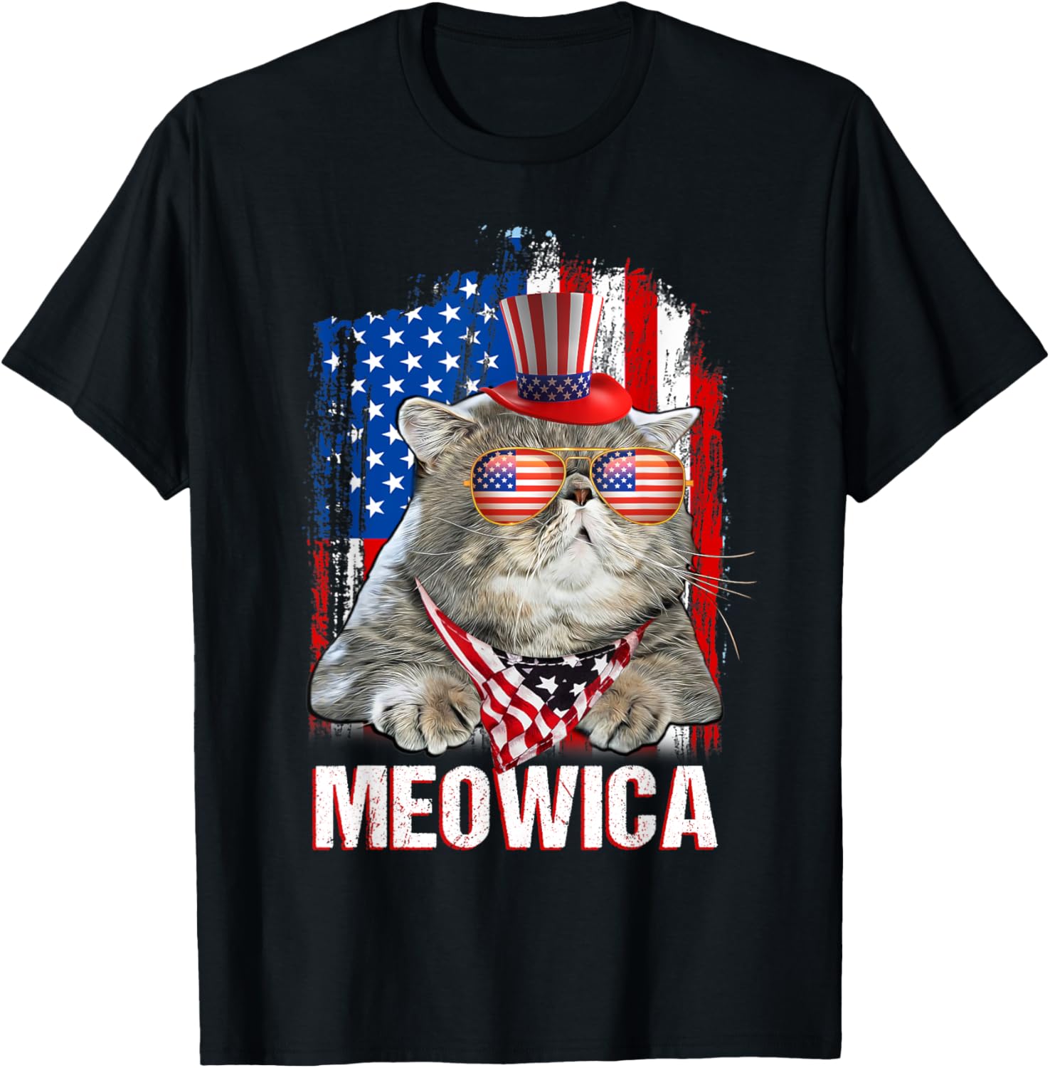 Patriotic Cat 4Th Of July Shirt Meowica American Flag Cat