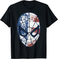 Marvel Spider Man American Flag Face Vintage Graphic T Shirt