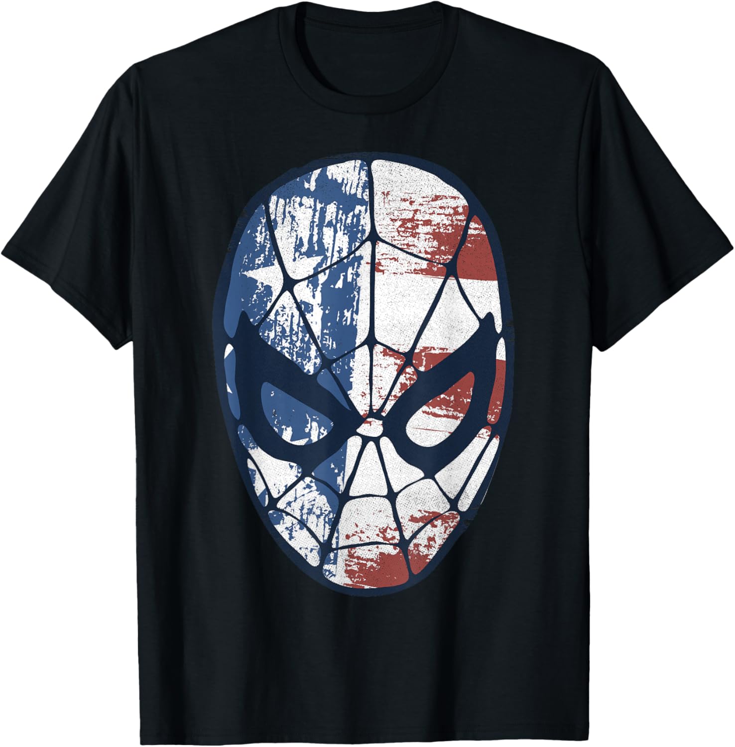 Marvel Spider Man American Flag Face Vintage Graphic T Shirt