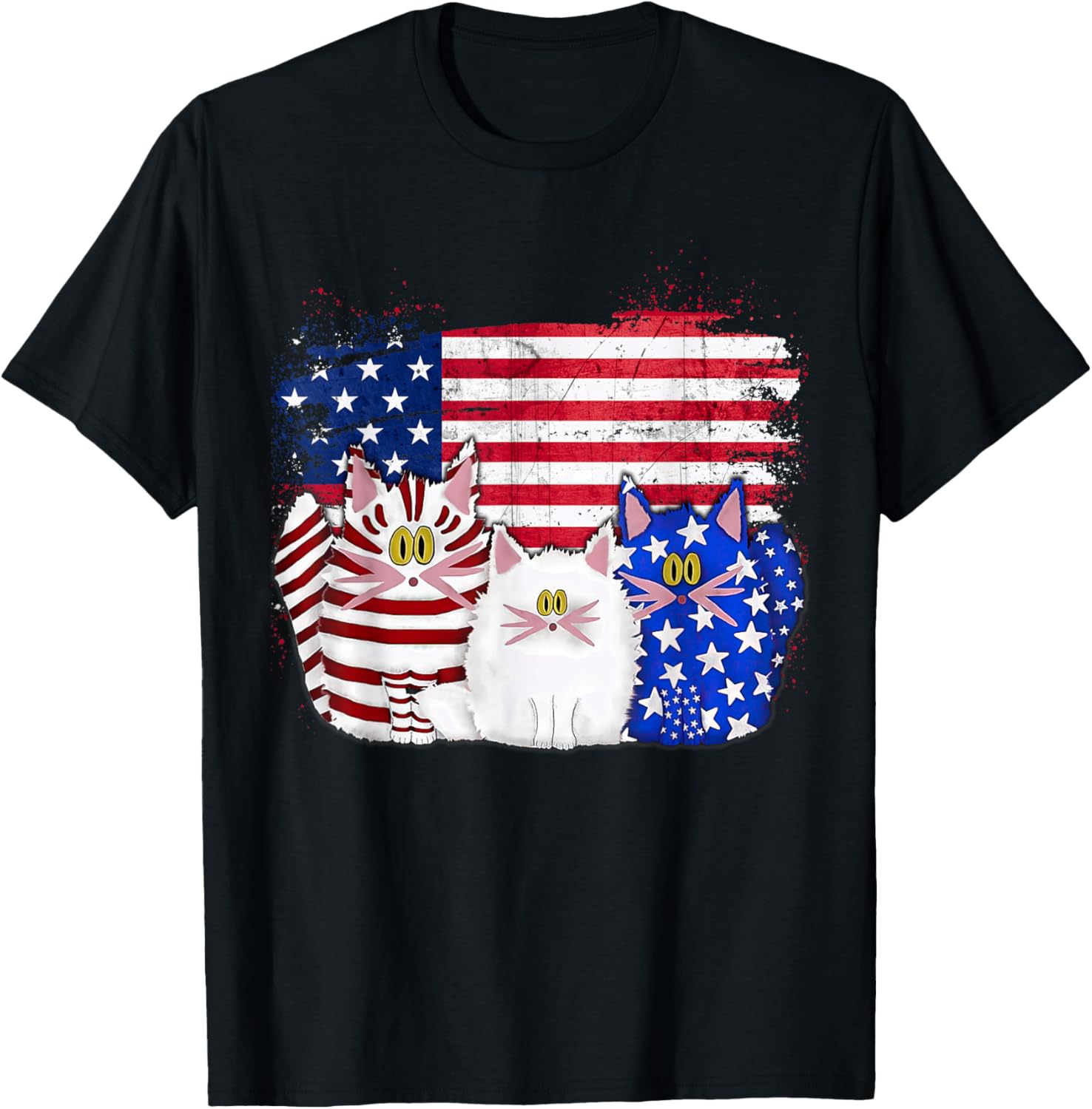 Red White Blue Cats Usa Flag Firework 4Th Of July
