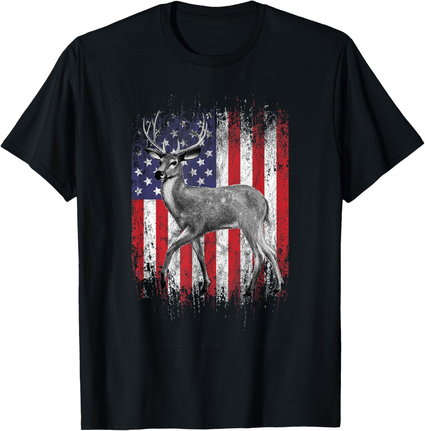 Deer Hunting American Flag Whitetail Buck Sketch