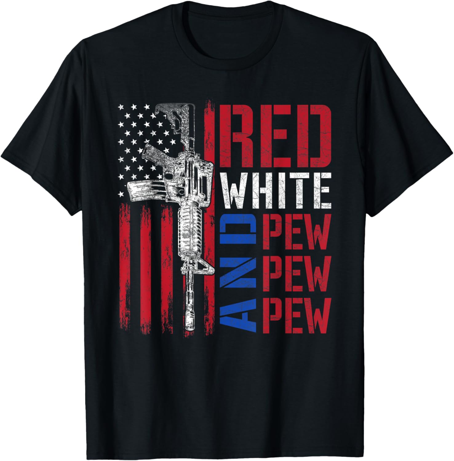 Red White And Pew Ar 15 American Flag Funny Patriotic