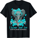 Women Teal Elephant I Wear Teal For Ovarian Cancer Awareness
