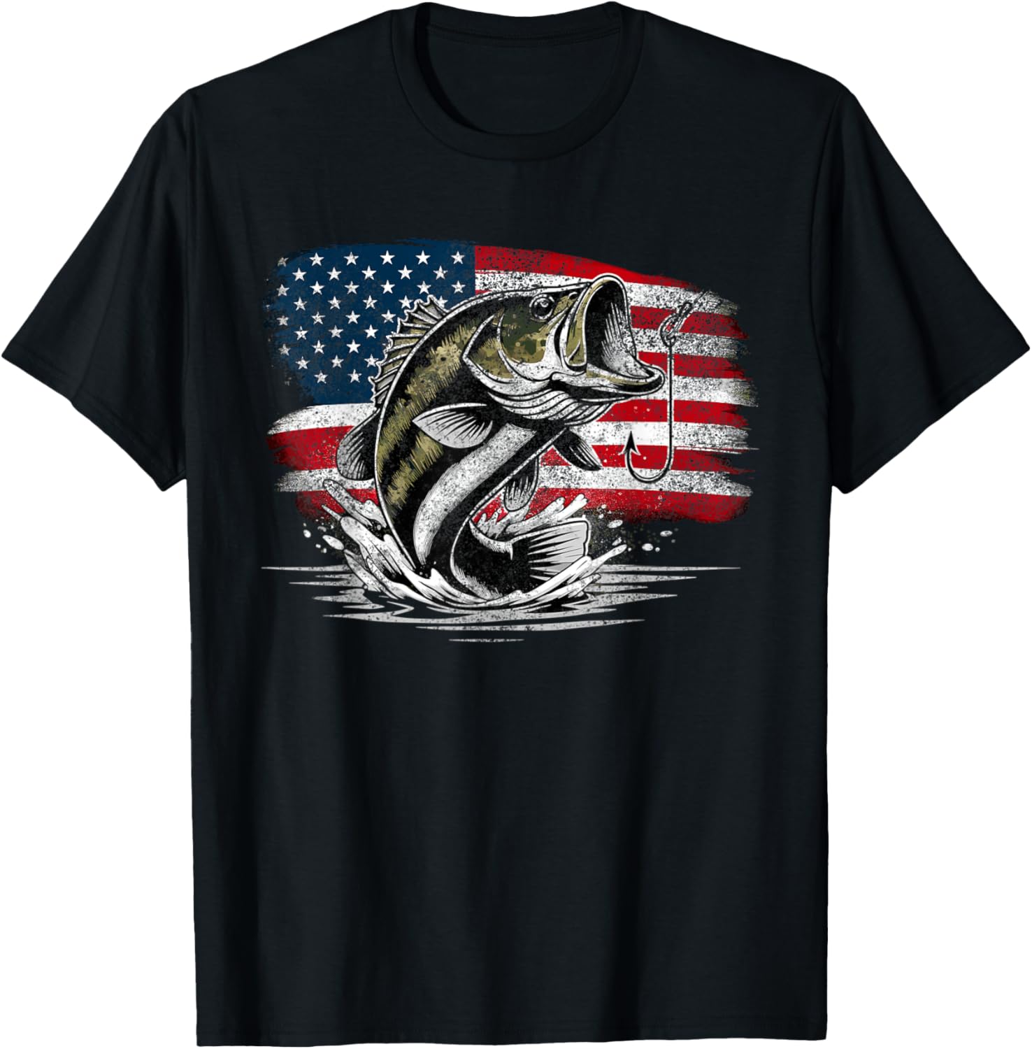 Fishing Retro Us American Flag Bass Fish Fisherman Camo