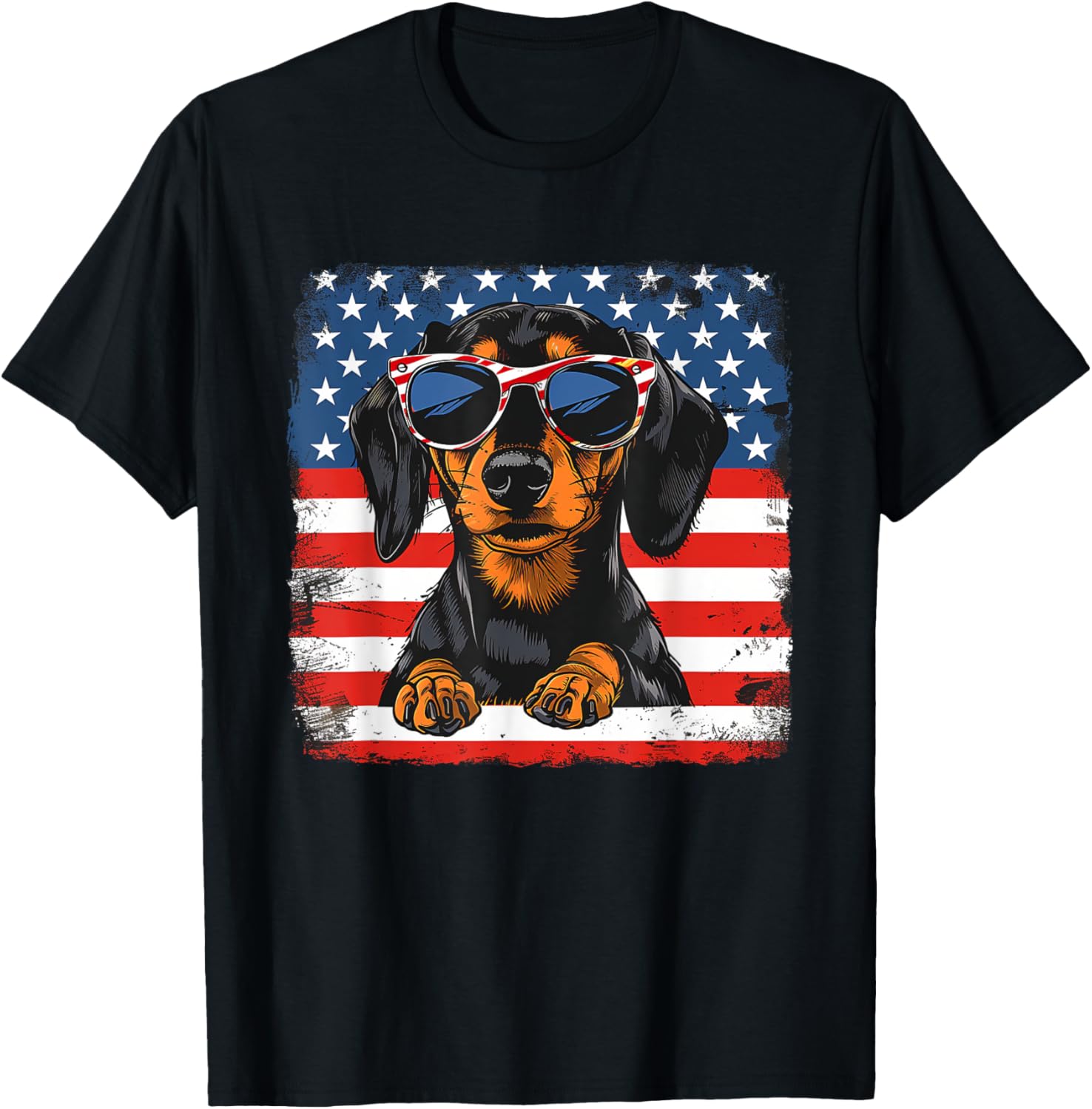Usa Flag Patriotic Dachshund Art Design Fourth Of July