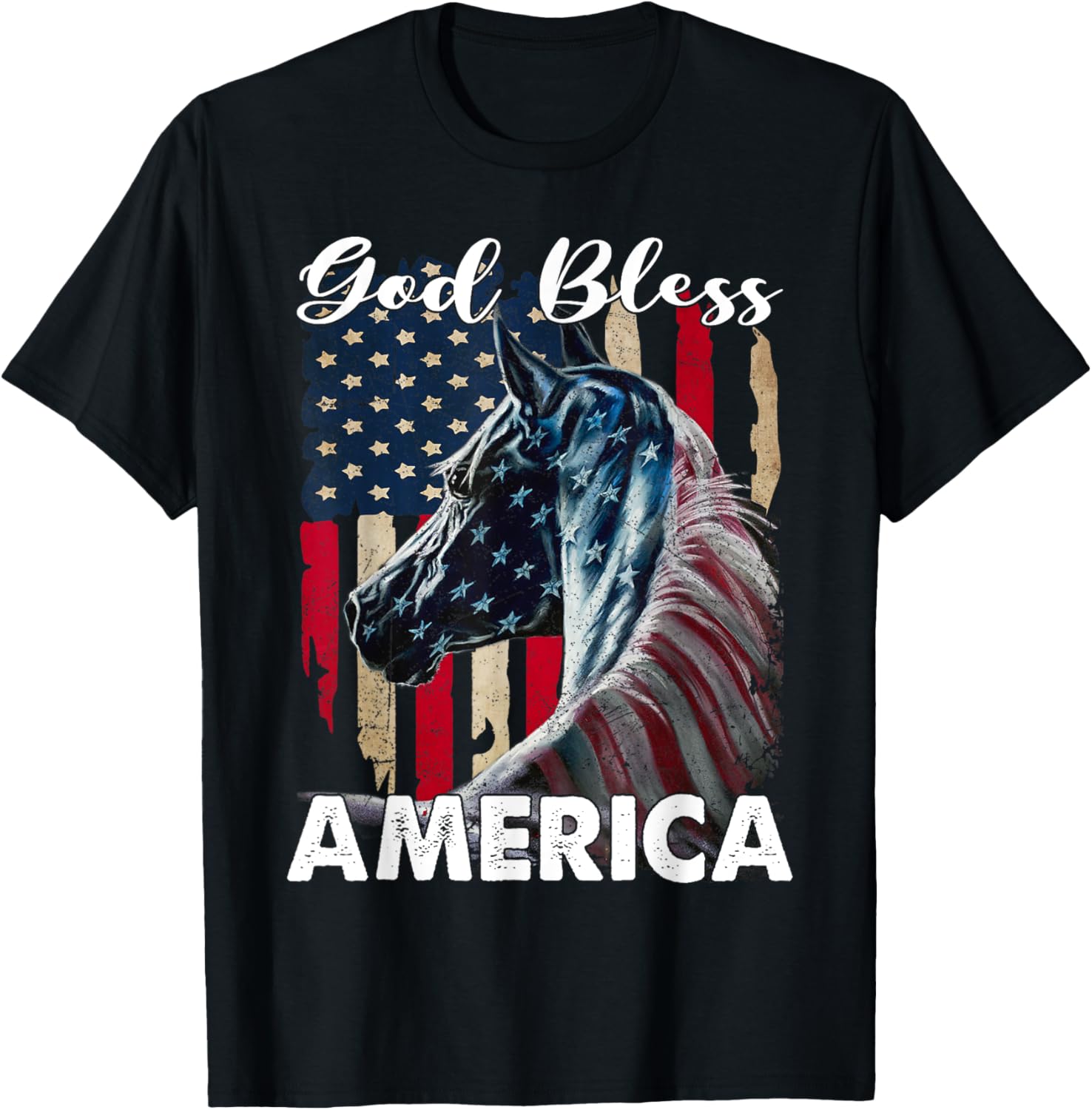 God Bless America Horse Flag Patriotic Horse American Flag