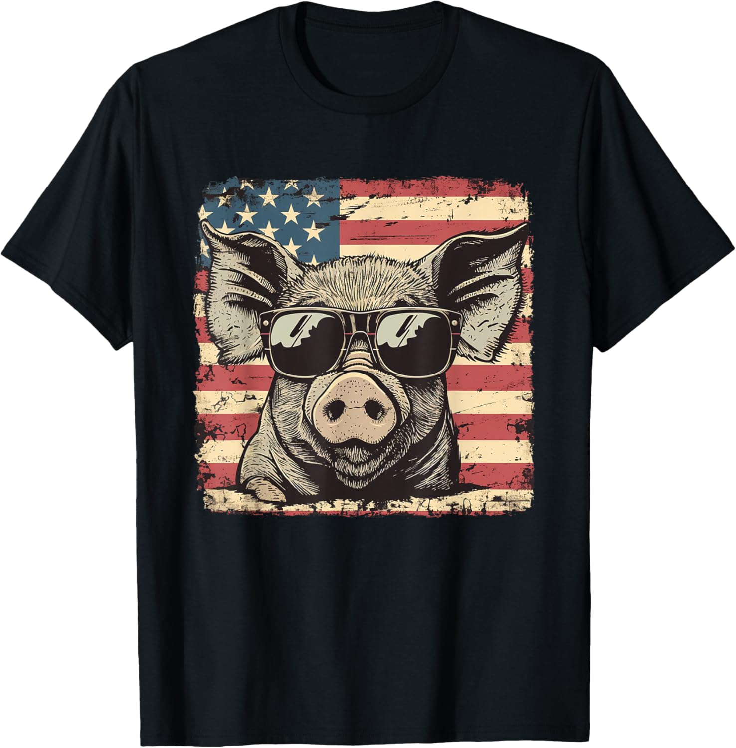 Usa Flag Patriotic Pig Art Theme Independence Day