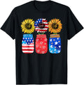 Womens Sunflower American Flag Patriotic 4Th Of July Merica