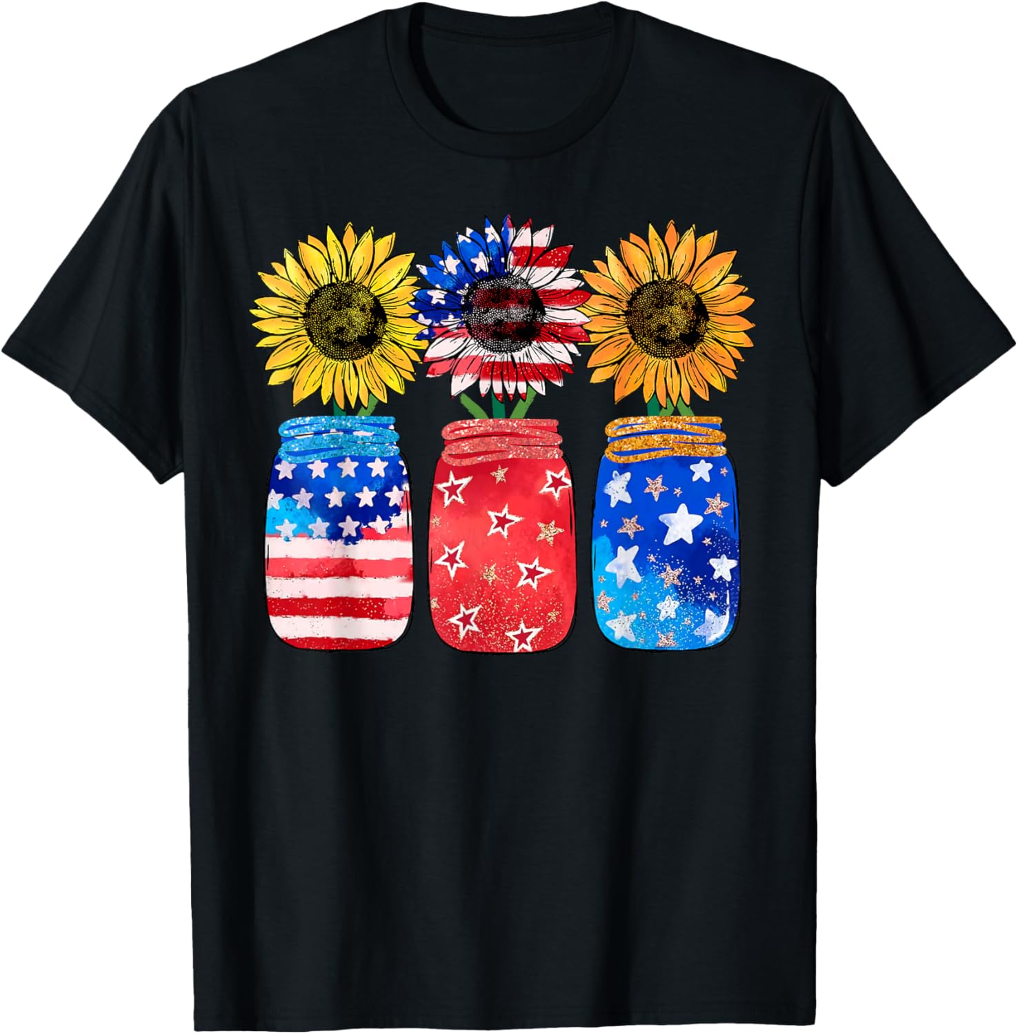 Womens Sunflower American Flag Patriotic 4Th Of July Merica