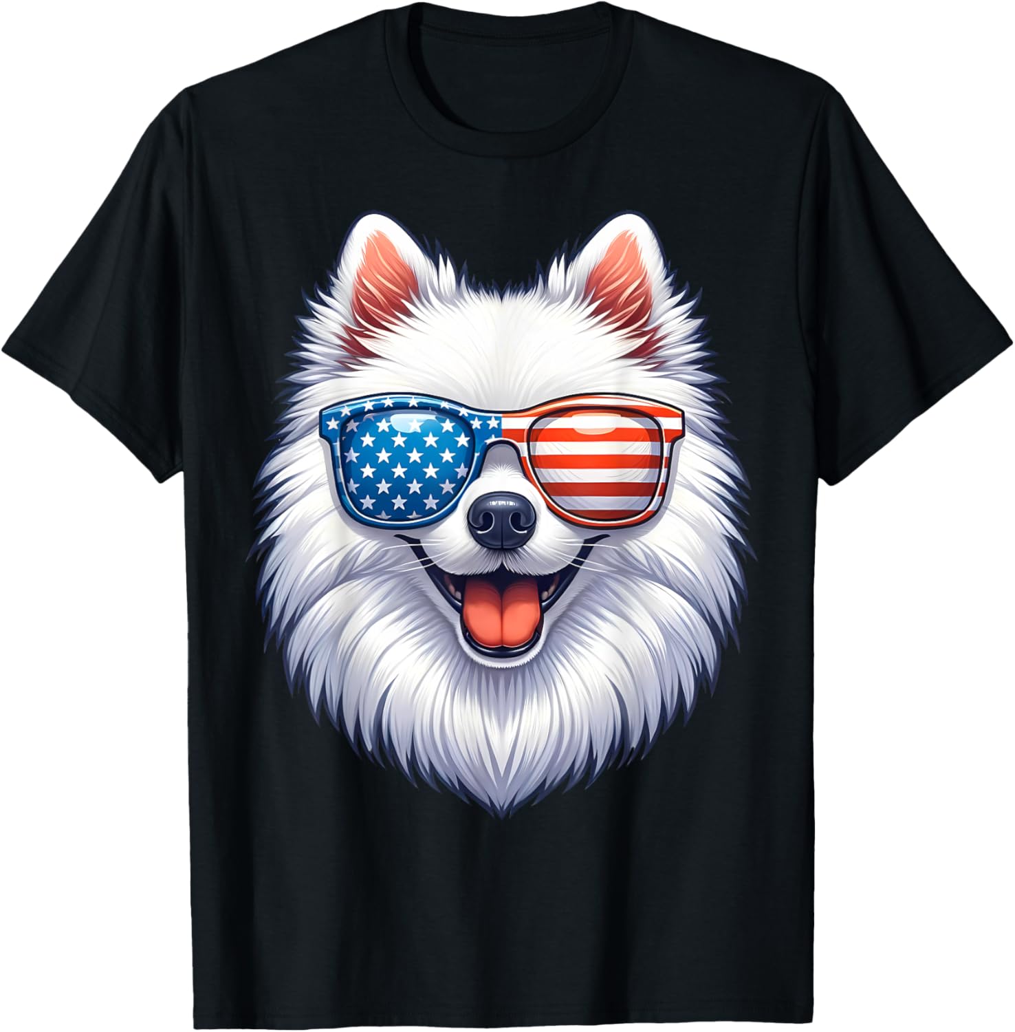 American Eskimo Dog Usa Flag Funny Patriotic Dog Lover