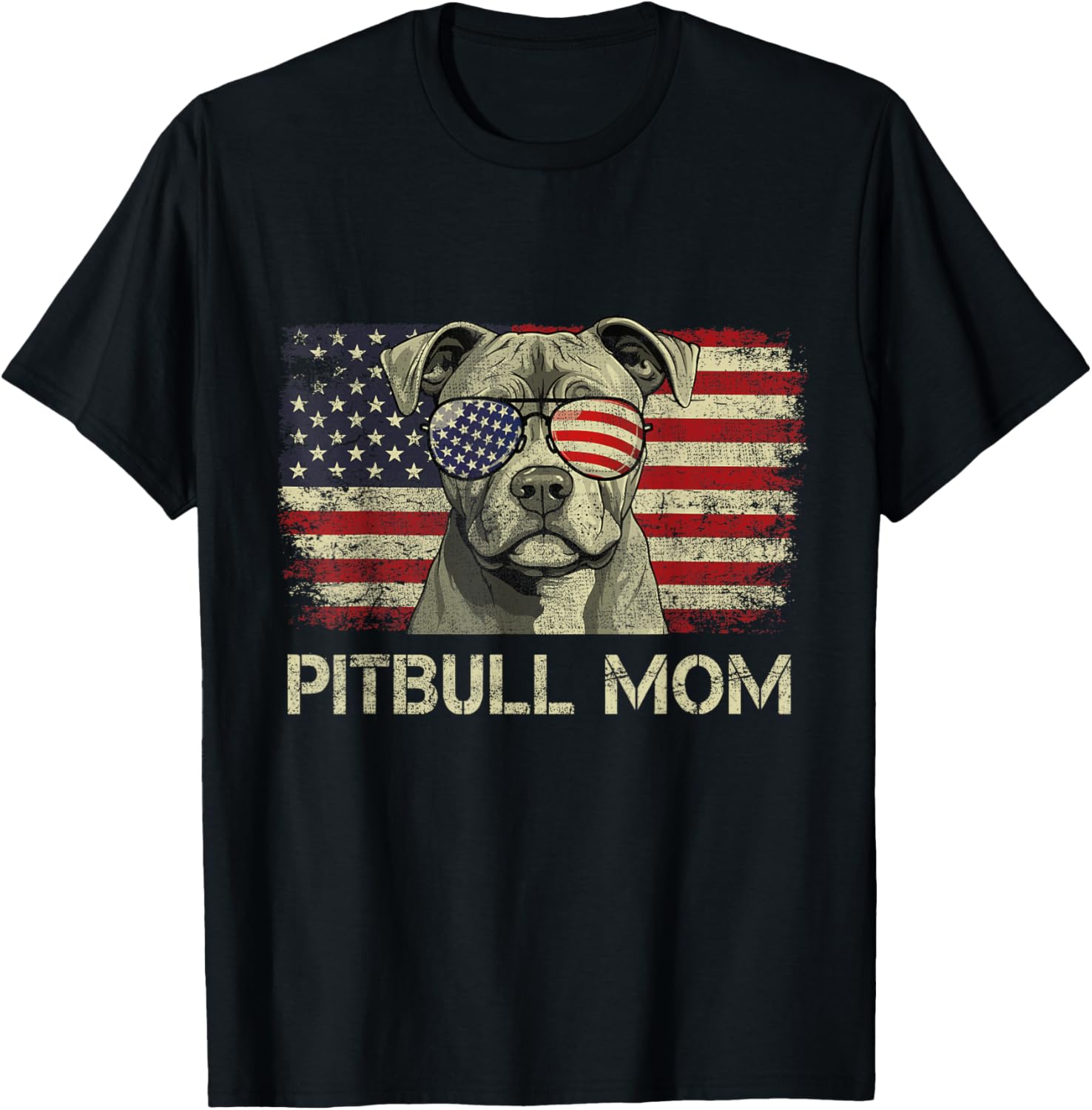 Pitbull Mom Dog Lovers American Flag 4Th Of July
