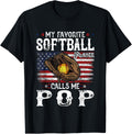 My Favorite Softball Player Calls Me Pop American Flag