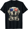 Vintage Art Golden Retrievers Dogs Wearing Usa Flag Glasses