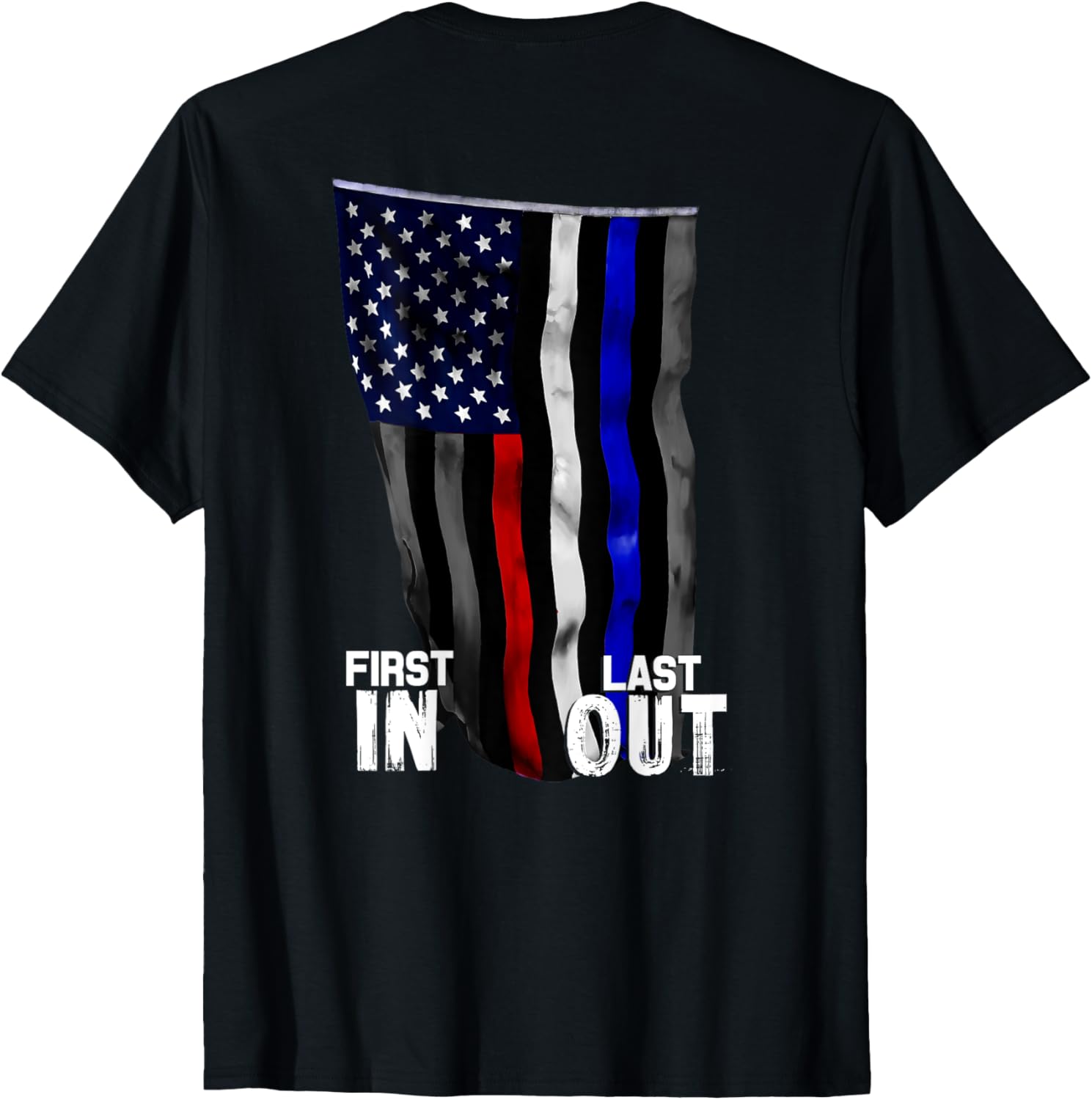Police Fire Ems First Responder American Flag T Shirt