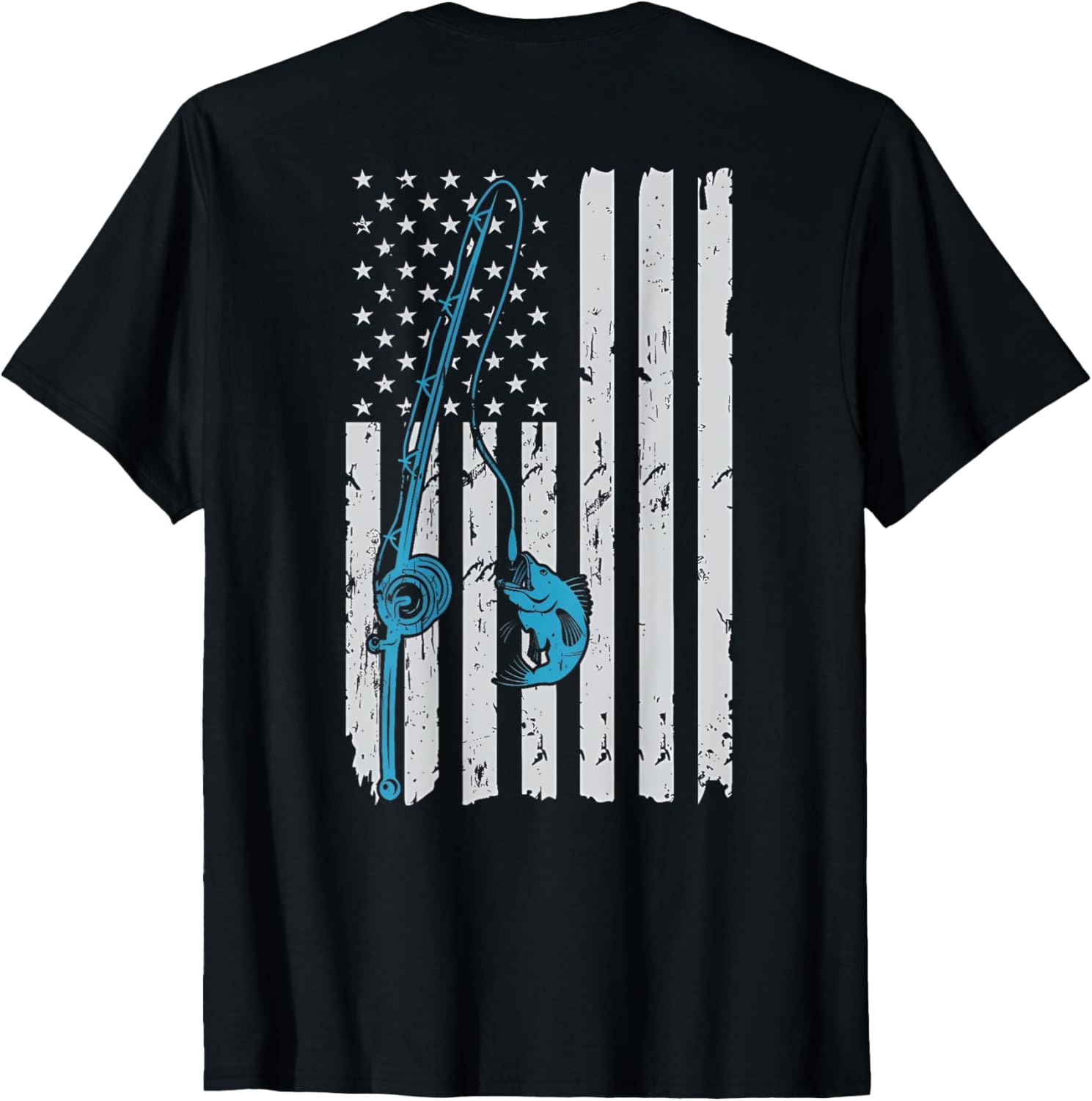 Vintage American Flag Fishing Fisherman Patriotic On Back