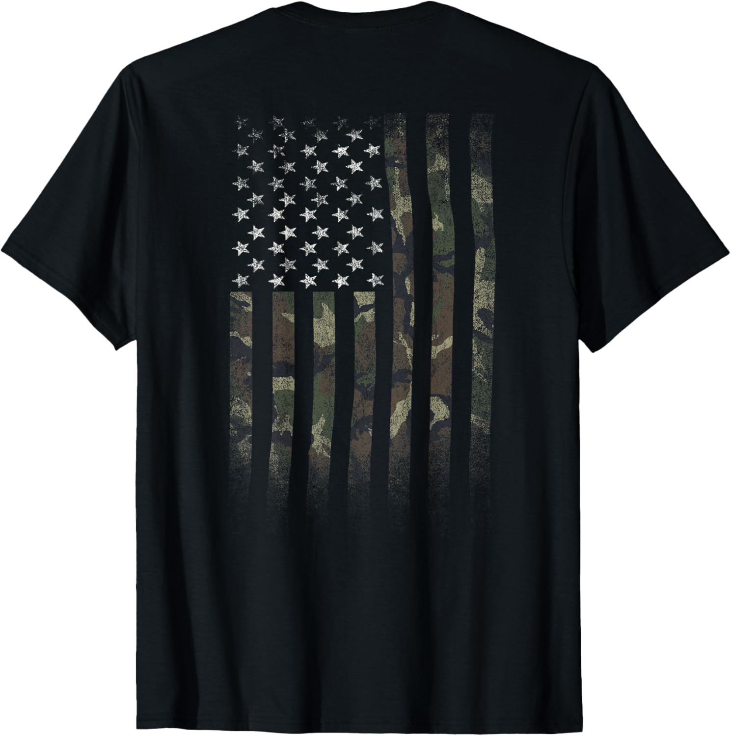 Camo American Flag Distressed On Back