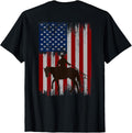 Print On Back Vintage Usa American Flag Cowboy Rodeo