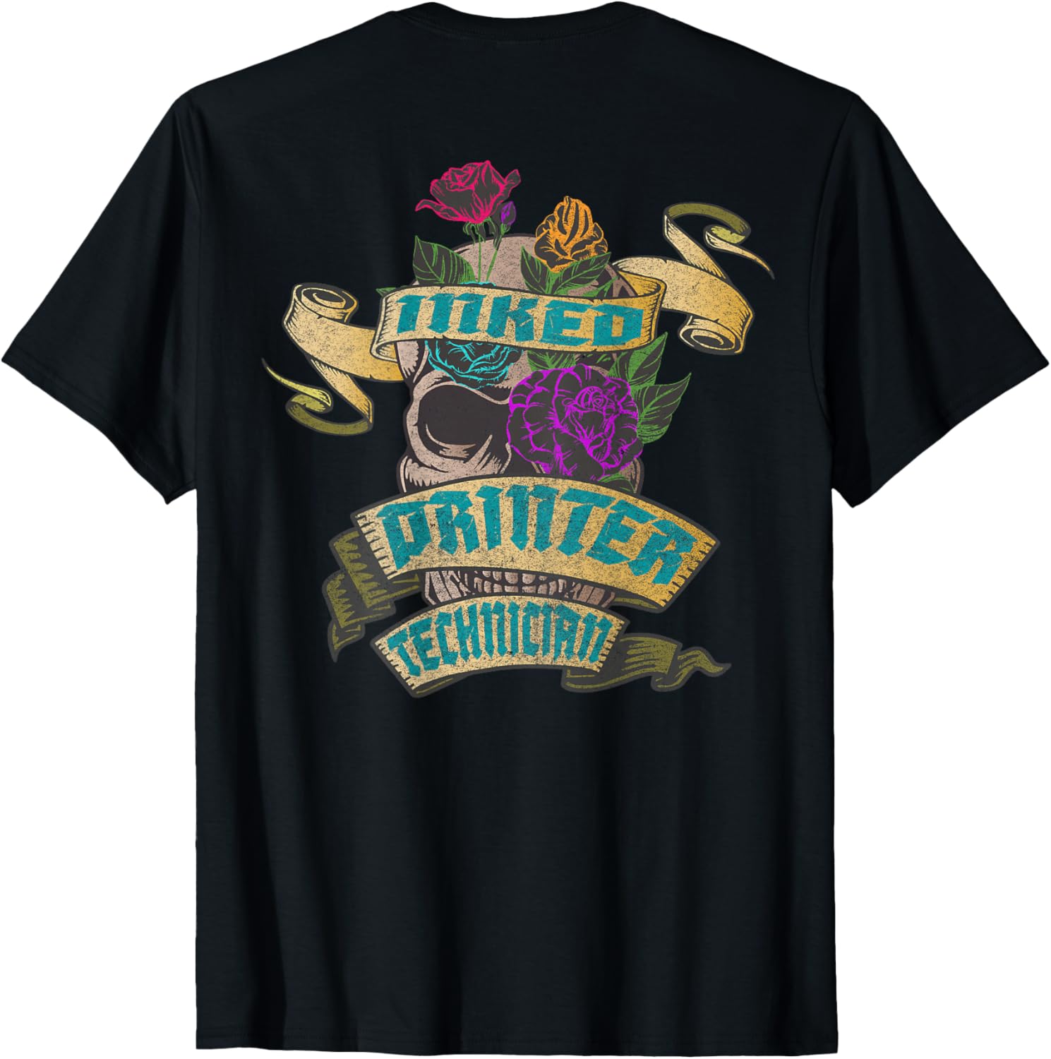 Printer Technician Inked Skull Tattoo Backside Design