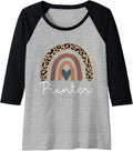 Womens Printer Cute Leopard Boho Rainbow Team Printer Squad Raglan Baseball Tee
