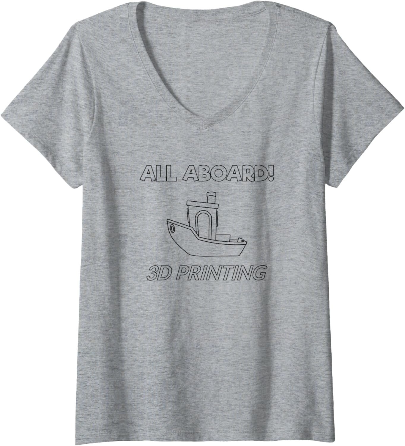 Benchy All Aboard Funny Humor Black 3D Printing Enthusiast V Neck