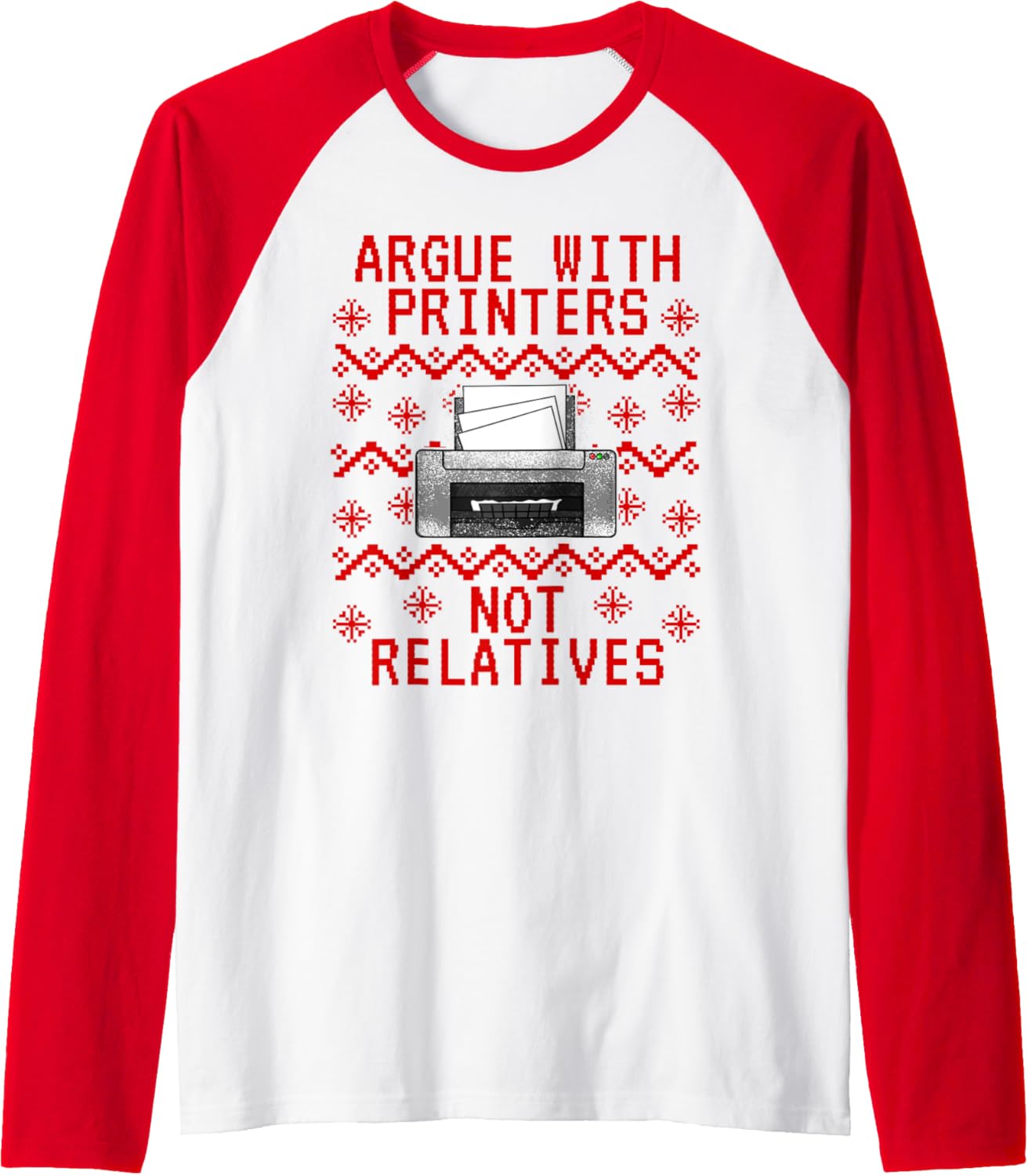 Ugly Christmas Printer It Technician Computer Office Funny Raglan Baseball Tee