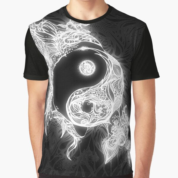 Zen Doodle Yin Yang Black White Glow Graphic T-Shirt for Sale by EdgeWares