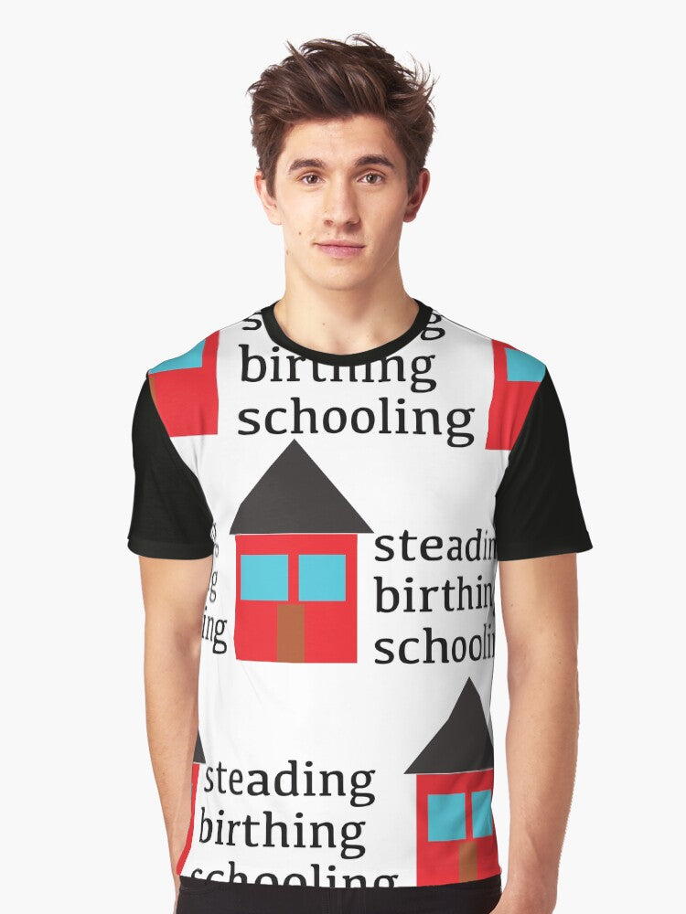 Homesteading with house image - repeating Graphic T-Shirt