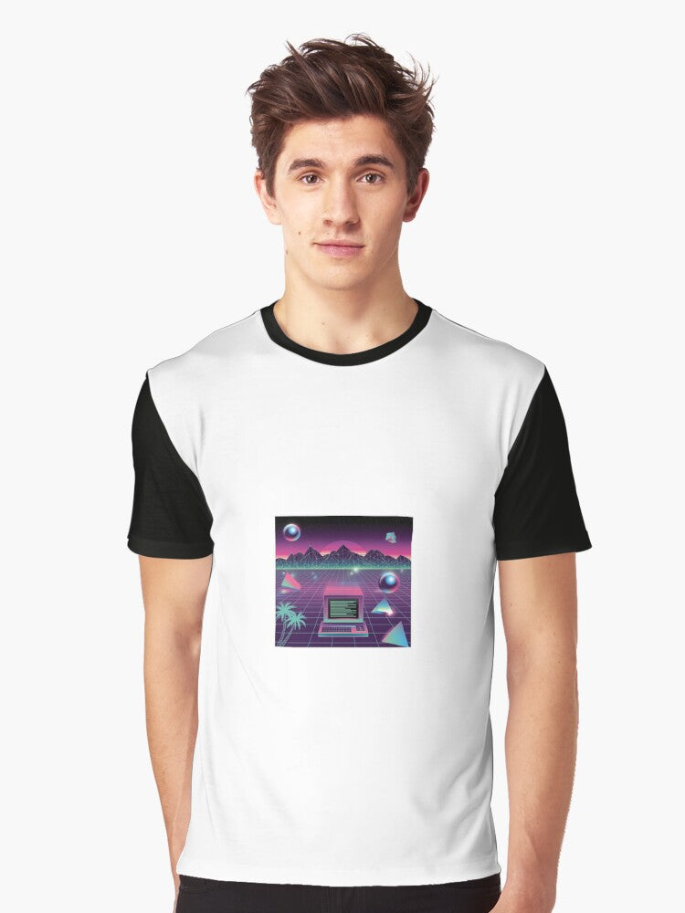 Neon Cyber Grid A Retro-Futuristic Realm Graphic T-Shirt | Premium Unisex T-Shirt, Trending Graphic Tee