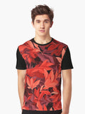 Red Forest Leaf Camo seamless pattern Graphic T Shirt T Shirt Premium Quality Streetwear Essential