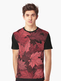 Dark Red Forest Leaf Camo seamless pattern Graphic T Shirt T Shirt Trending 2025 Hot Search US