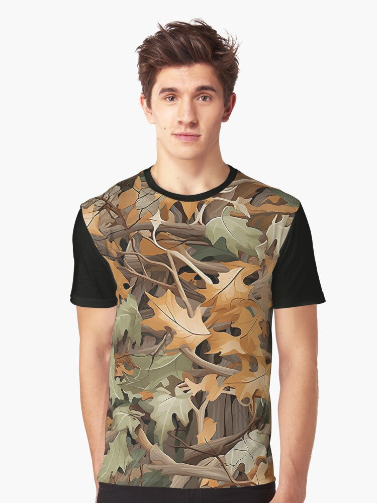 Brown Amber Green Forest Leaf Camo seamless pattern Graphic T Shirt T Shirt Premium Quality High CTR Pick