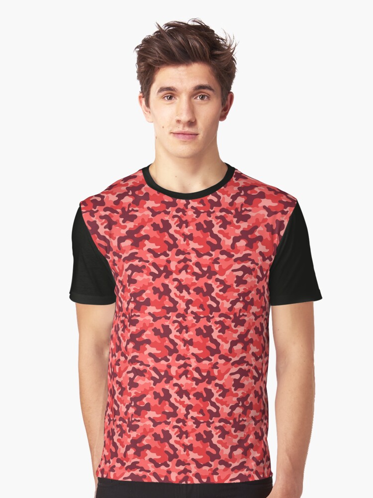 Camouflage Pattern Reddish Graphic T Shirt T Shirt Aesthetic Fit Top Rated Design