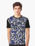 Blue Black Grey Camouflage Camo Pattern Design Graphic T Shirt T Shirt Premium Quality Top Rated Design