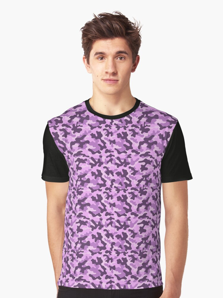 Camouflage Pattern Lavender Graphic T Shirt T Shirt Viral US Style Daily Comfort