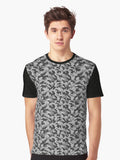 Camouflage Pattern Medium Gray Graphic T Shirt T Shirt High Search Demand Streetwear Essential