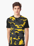 Camo Style Black and Yellow Camouflage Graphic T Shirt T Shirt Premium Quality Daily Comfort