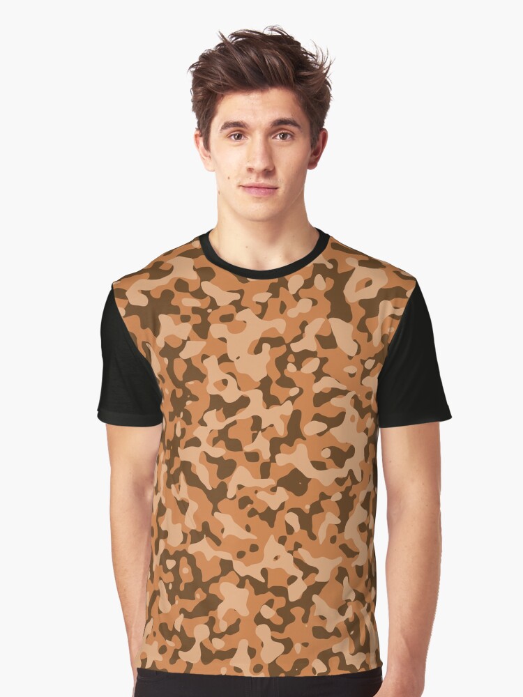 Brown and Tan Camouflage Camo Pattern Design Graphic T Shirt T Shirt Premium Quality Fan Favorite